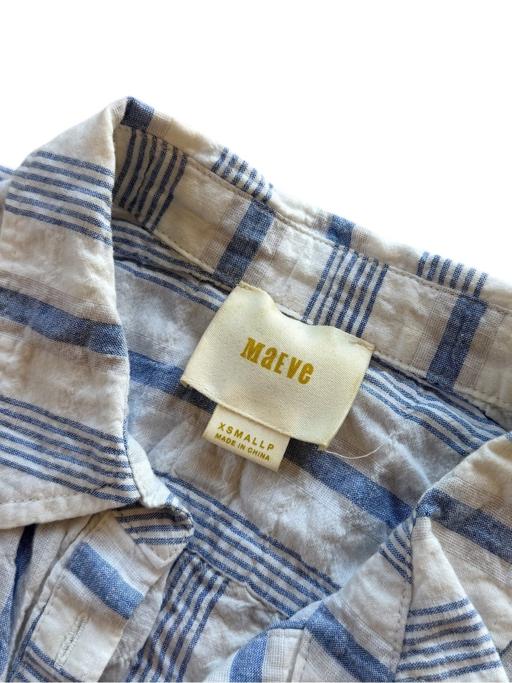 Maeve Bellamy Button Down Smocked Stripe Blue & White - Picture 6 of 10